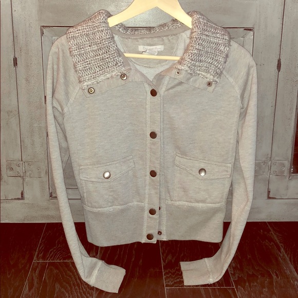 Charlotte Russe Gray Lightweight Button Bomber Coat - Picture 2 of 5